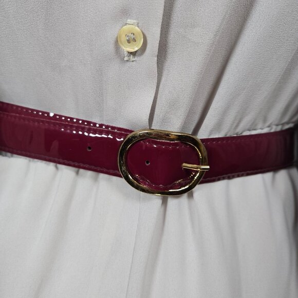 Vintage 80s Farouche Gray Chiffon belted Jumpsuit Size S Balloon Sleeves - Picture 14 of 16